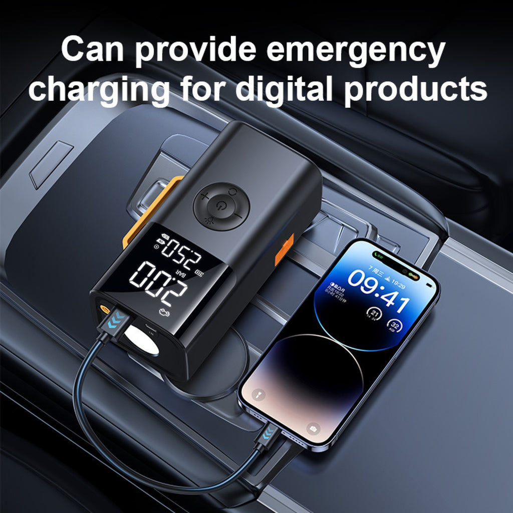 10000mAh Portable Car Jump Starter & Tire Inflator – 12V Emergency Battery Booster, 150 PSI Digital Air Compressor with LED Light