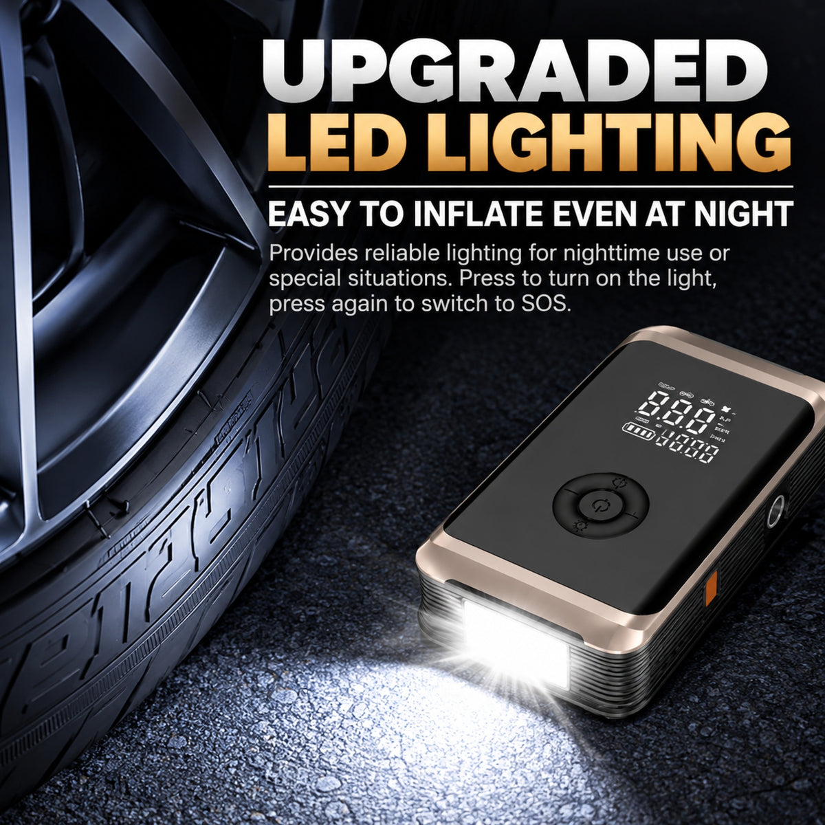 12V Car Jump Starter & Tire Inflator 6000mAh, 800A Peak Current, Digital Air Compressor with LED Light