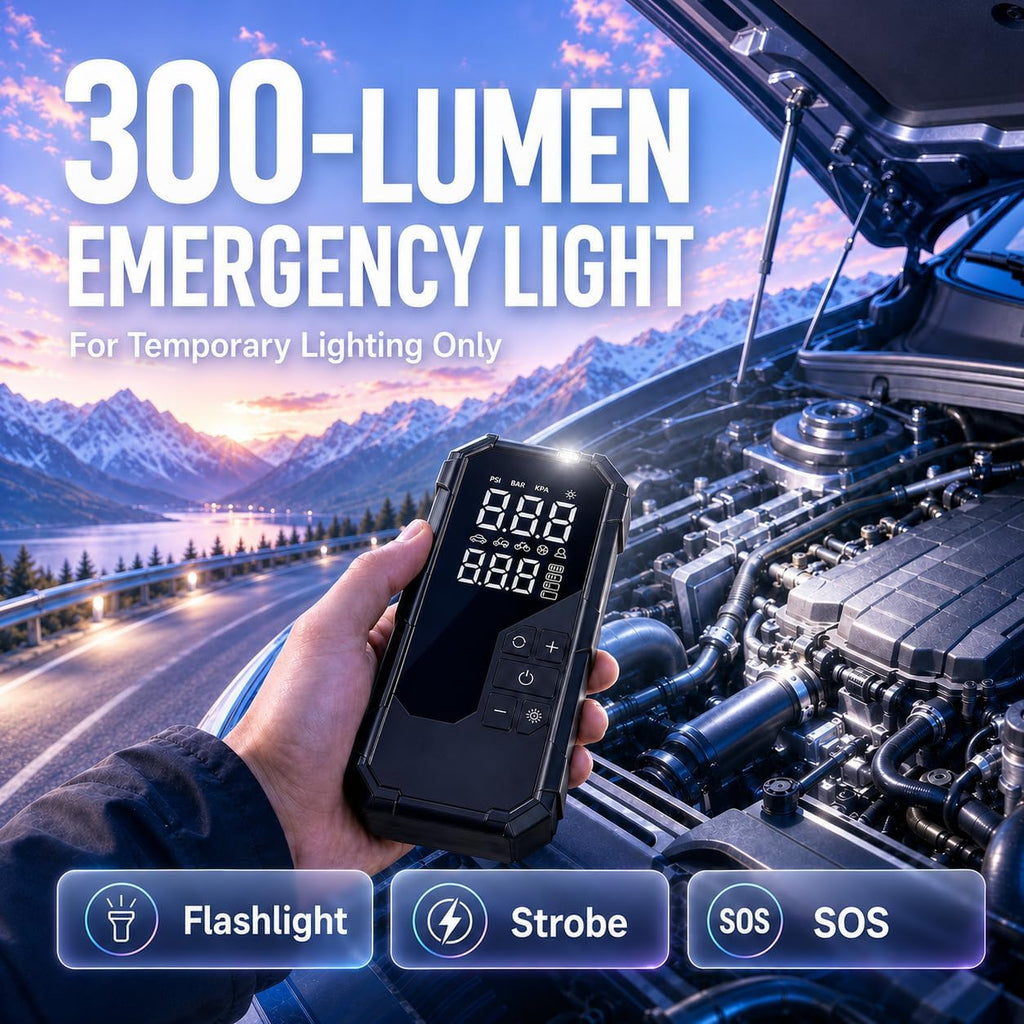 8000mAh Car Jump Starter with Air Compressor, 150 PSI Tire Inflator & Power Bank