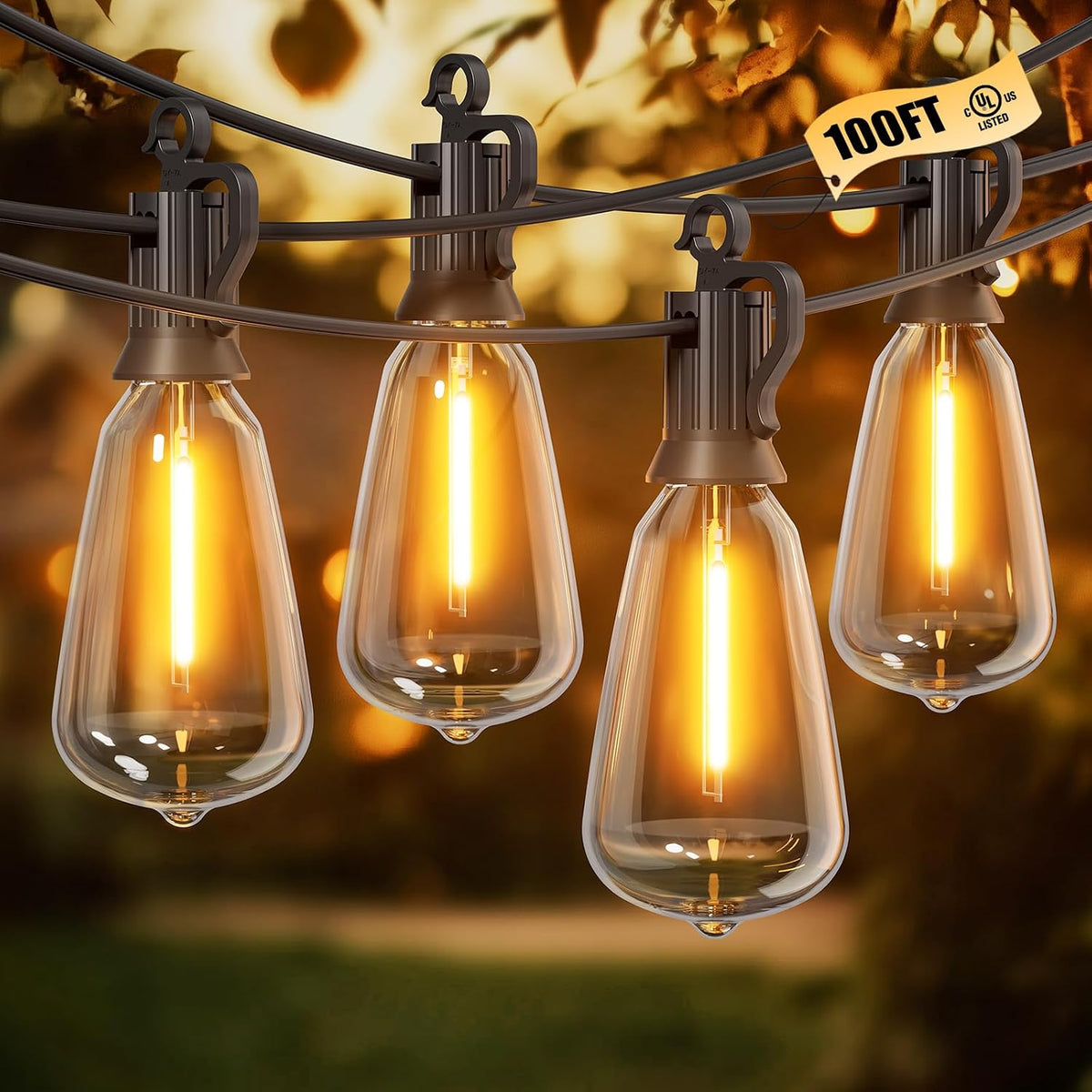 Solar Powered Outdoor String Lights Patio Lights 30FT ST38 Waterproof Dimmable