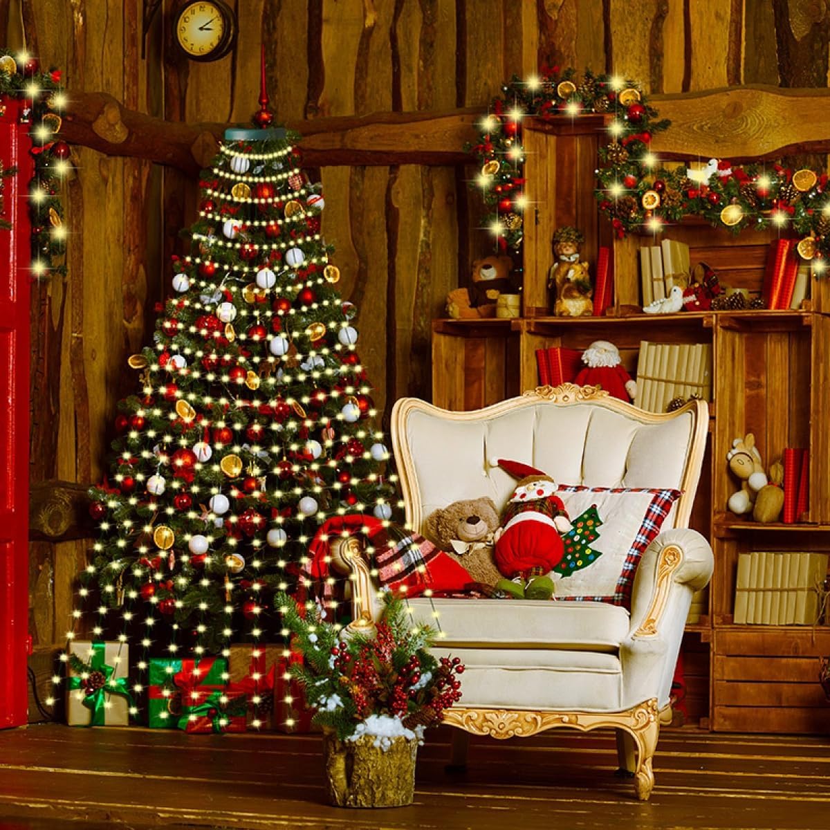 Cascading Christmas Twinkle Lights – Warm White Vine Lights, 6.56Ft 16-Strands 320LED