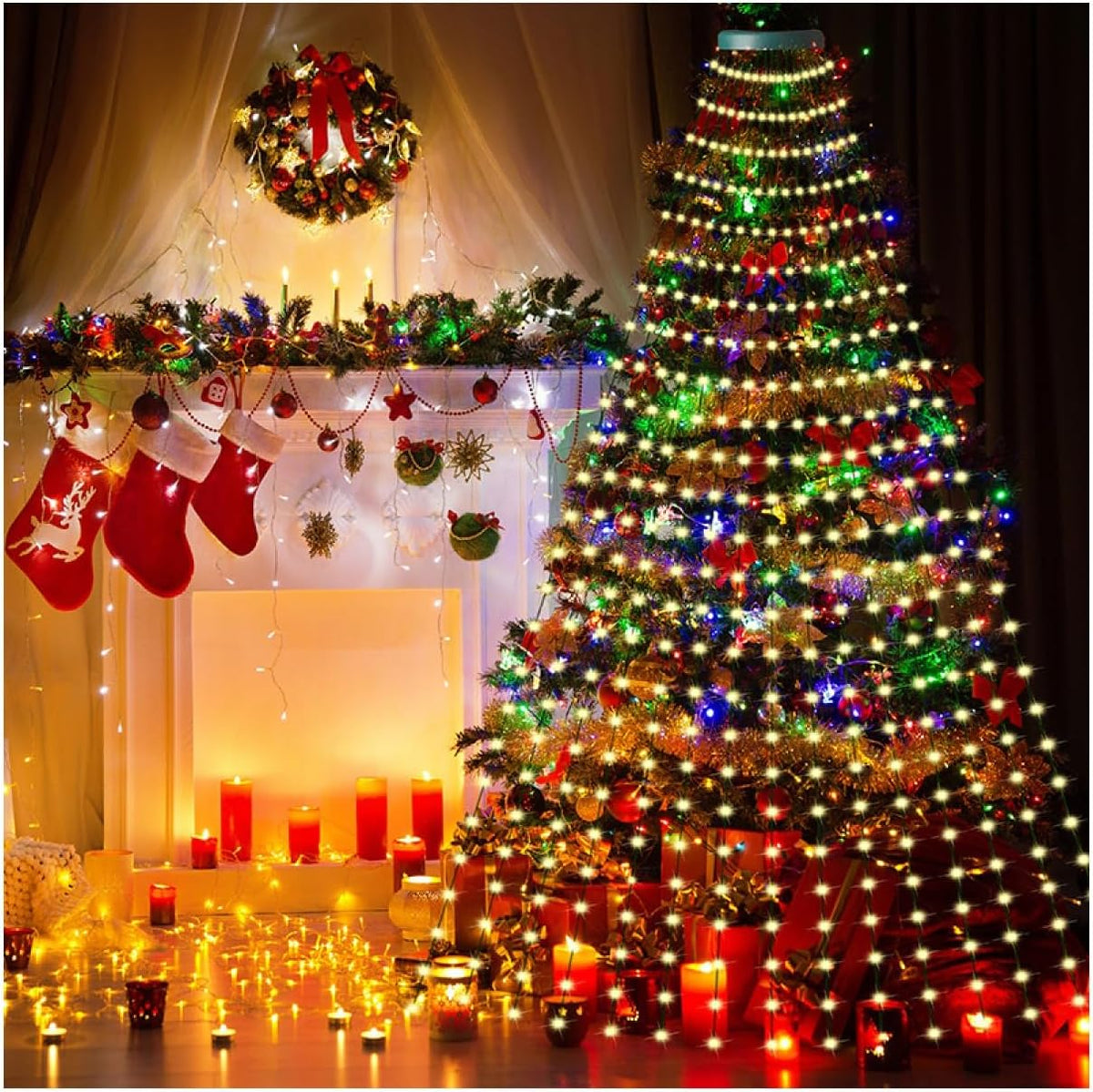 Cascading Christmas Twinkle Lights – Warm White Vine Lights, 6.56Ft 16-Strands 320LED