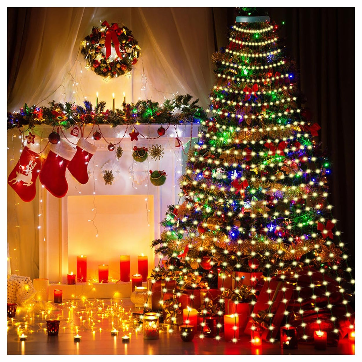 Cascading Christmas Twinkle Lights – Warm White Vine Lights, 6.56Ft 16-Strands 320LED