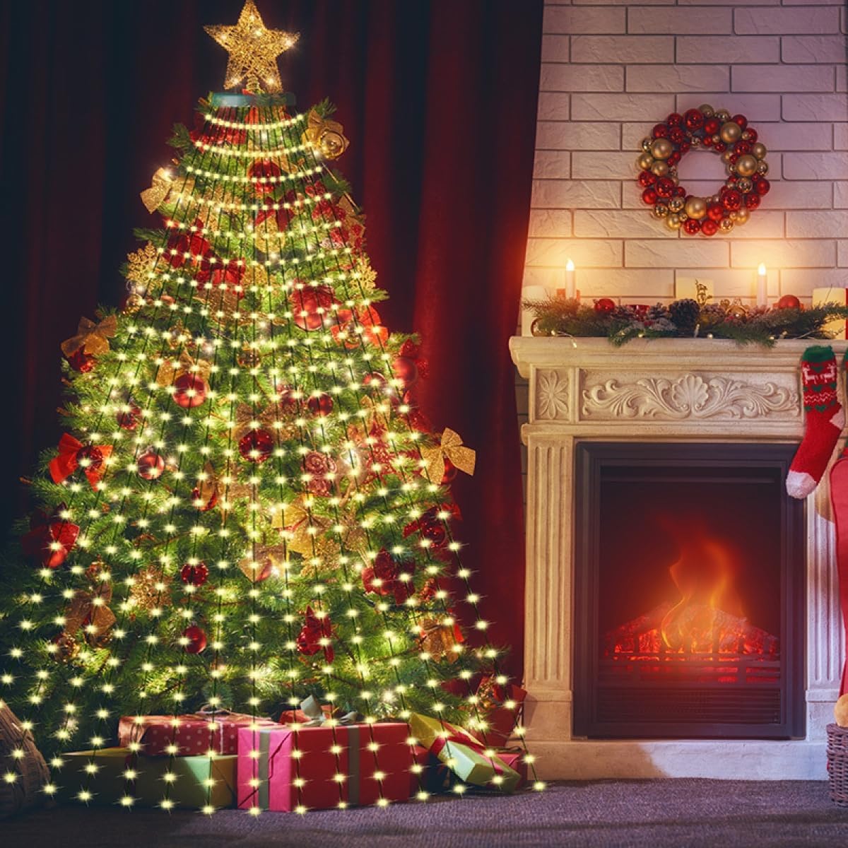 Cascading Christmas Twinkle Lights – Warm White Vine Lights, 6.56Ft 16-Strands 320LED