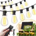 200FT Solar String Lights Outdoor Waterproof 72+2 LED Bulbs, Solar Powered with Remote & USB Port, 3 Light Modes Dimmable Patio Lights for Large Backyard, Garden, Party
