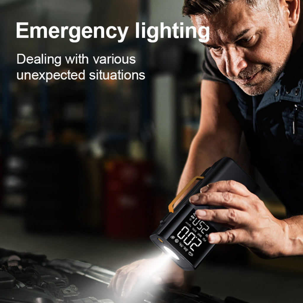 10000mAh Portable Car Jump Starter & Tire Inflator – 12V Emergency Battery Booster, 150 PSI Digital Air Compressor with LED Light