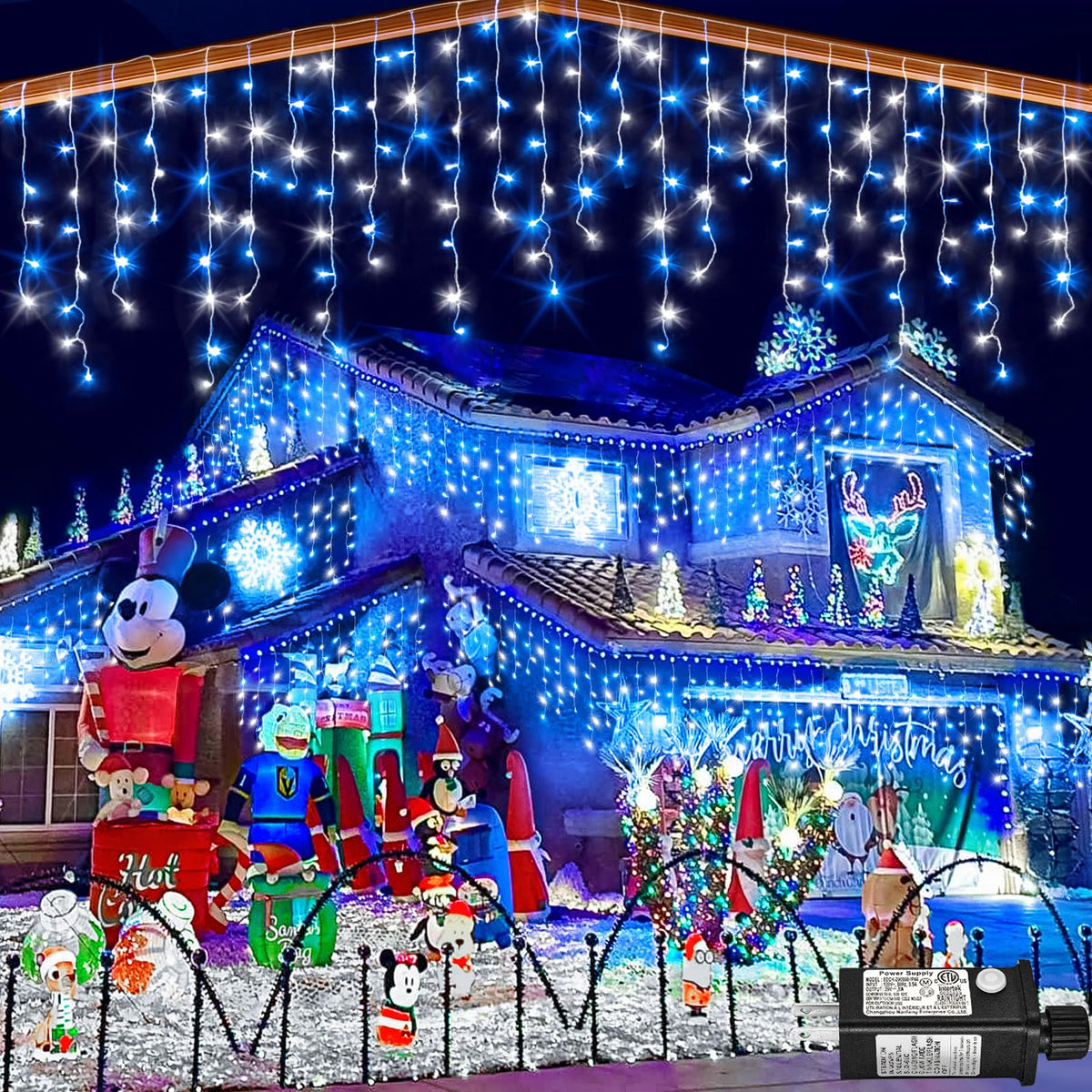 Icicle lights for Outside Christmas Lights Outdoor 33ft 320 LEDs Warm White