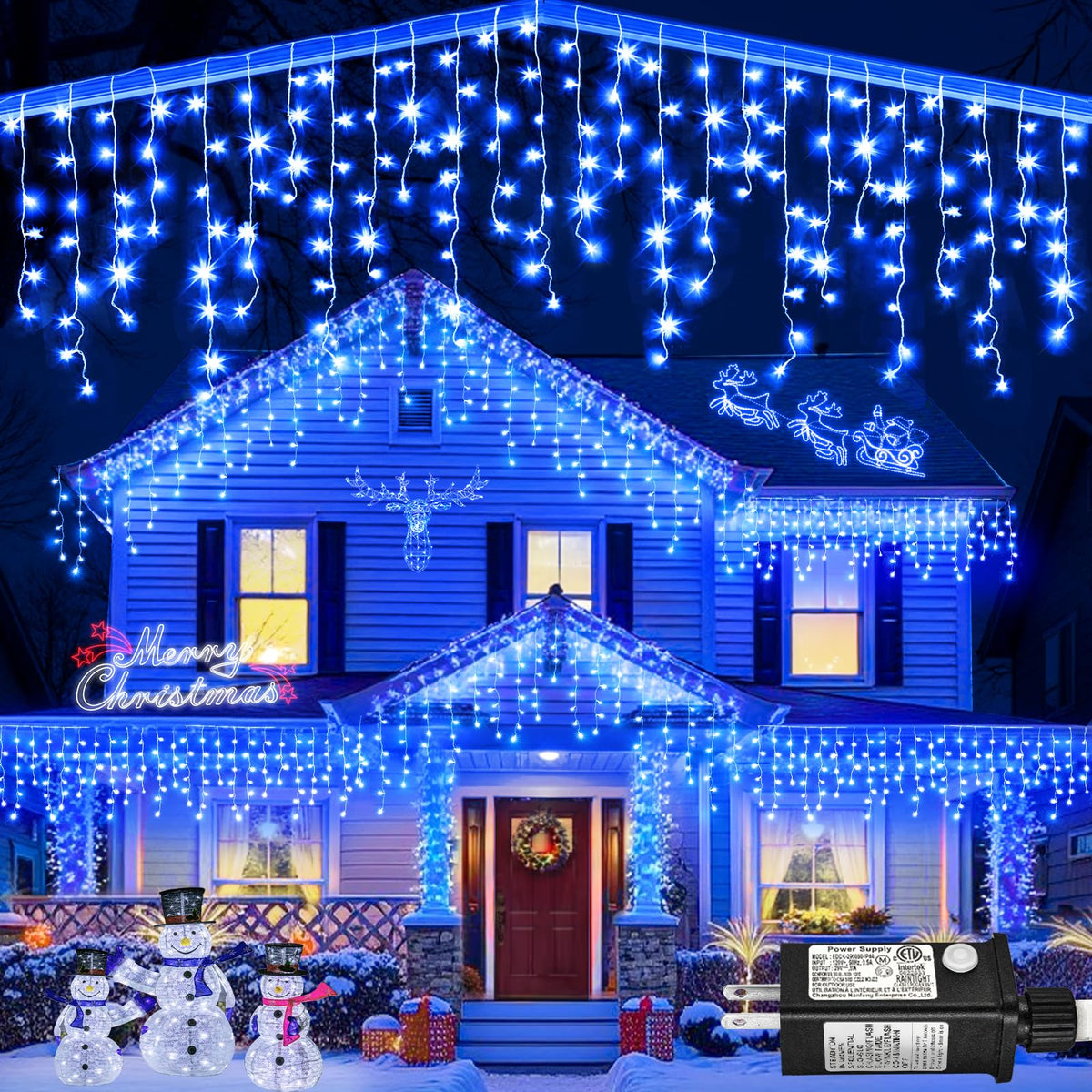 Icicle lights for Outside Christmas Lights Outdoor 33ft 320 LEDs Warm White