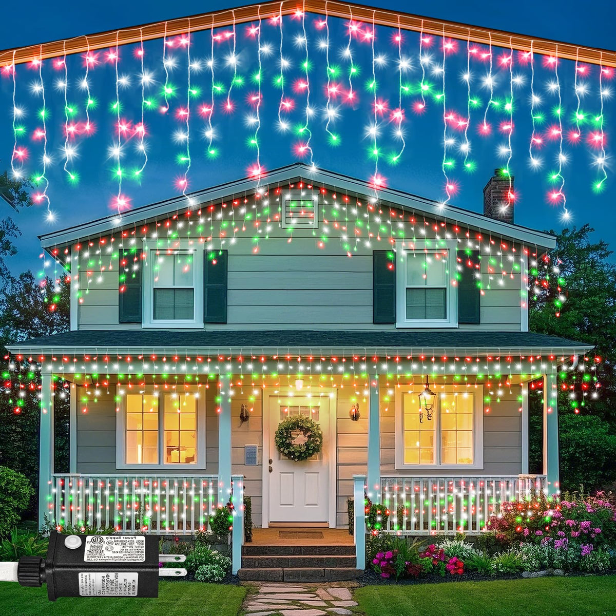 Icicle lights for Outside Christmas Lights Outdoor 33ft 320 LEDs Warm White