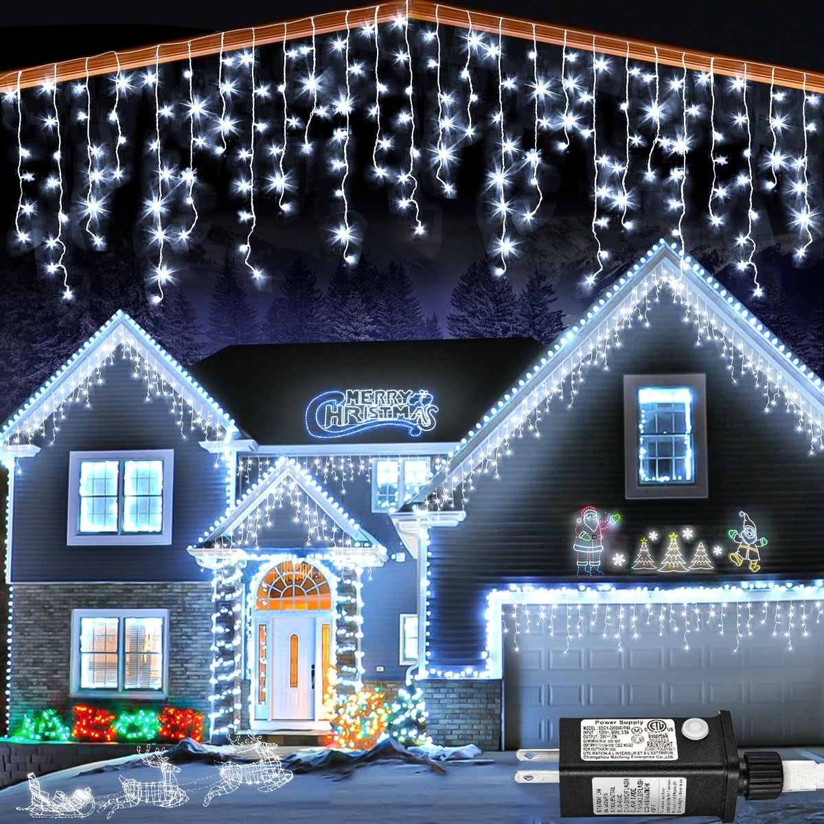 Icicle lights for Outside Christmas Lights Outdoor 33ft 320 LEDs Warm White