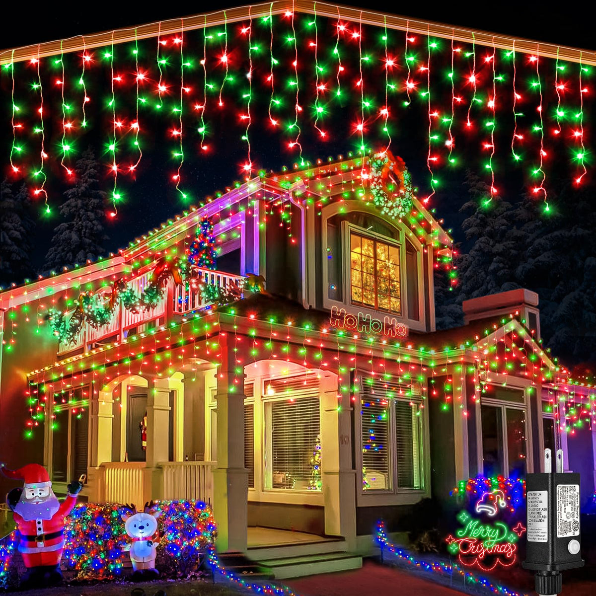 Icicle lights for Outside Christmas Lights Outdoor 33ft 320 LEDs Warm White
