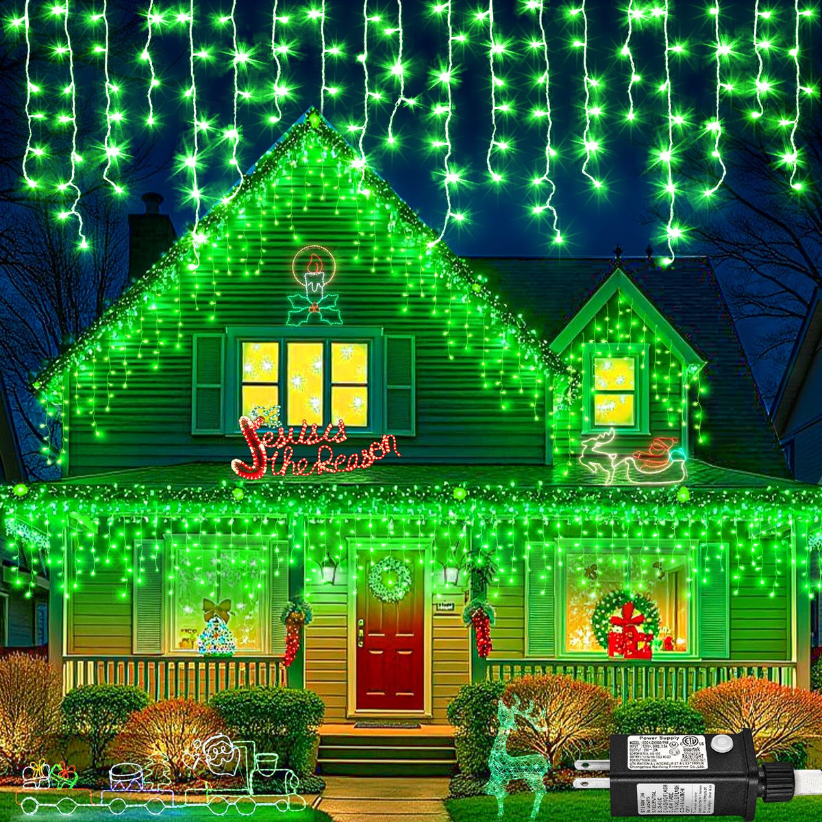 Icicle lights for Outside Christmas Lights Outdoor 33ft 320 LEDs Warm White