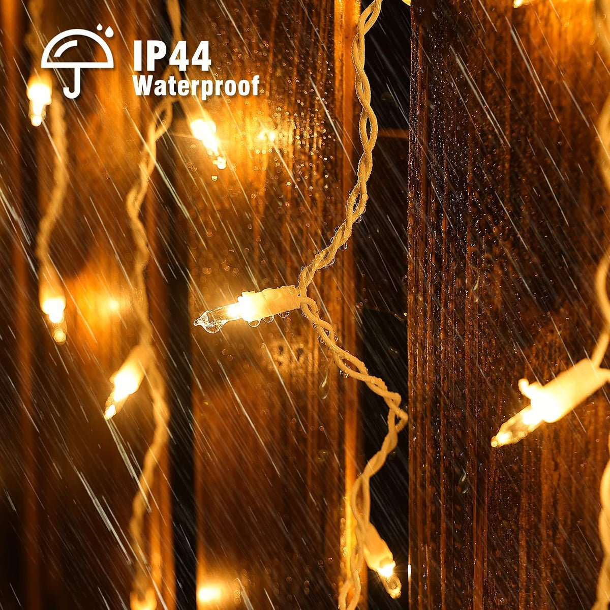 Icicle Lights Outdoor, 23FT 200 Warm White LEDs & Connectable Design