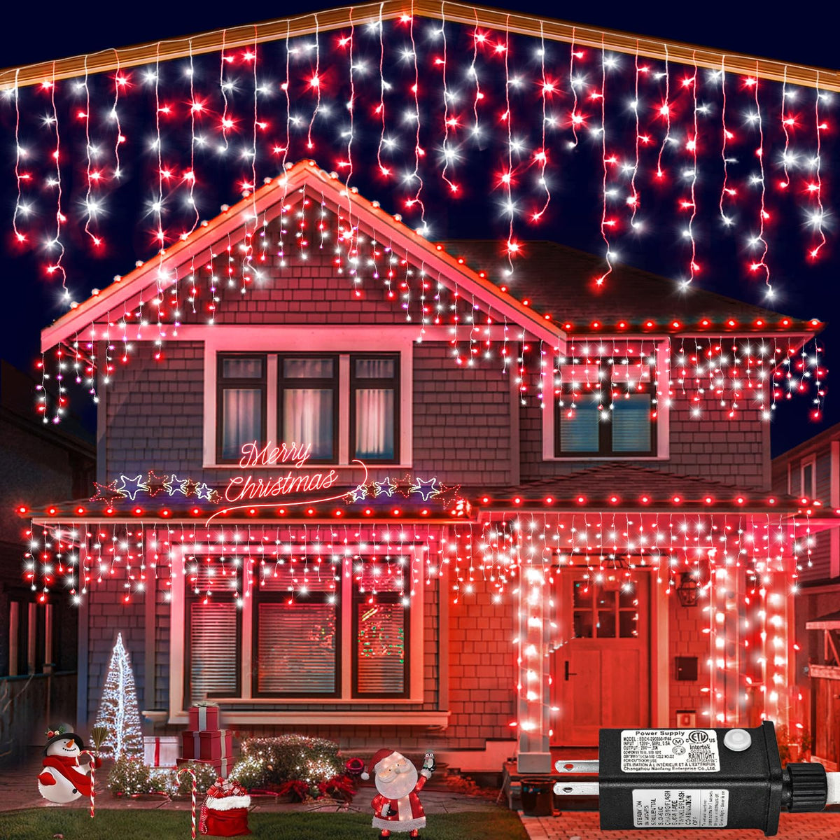 Icicle lights for Outside Christmas Lights Outdoor 33ft 320 LEDs Warm White