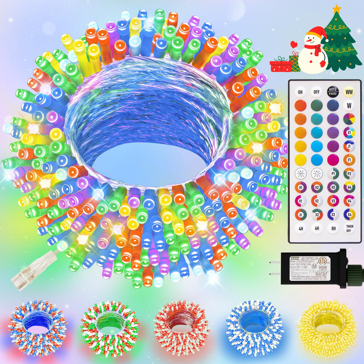 USB Outdoor String Lights | Color Changing LED 34 Colors Solar Fairy Lights with Remote