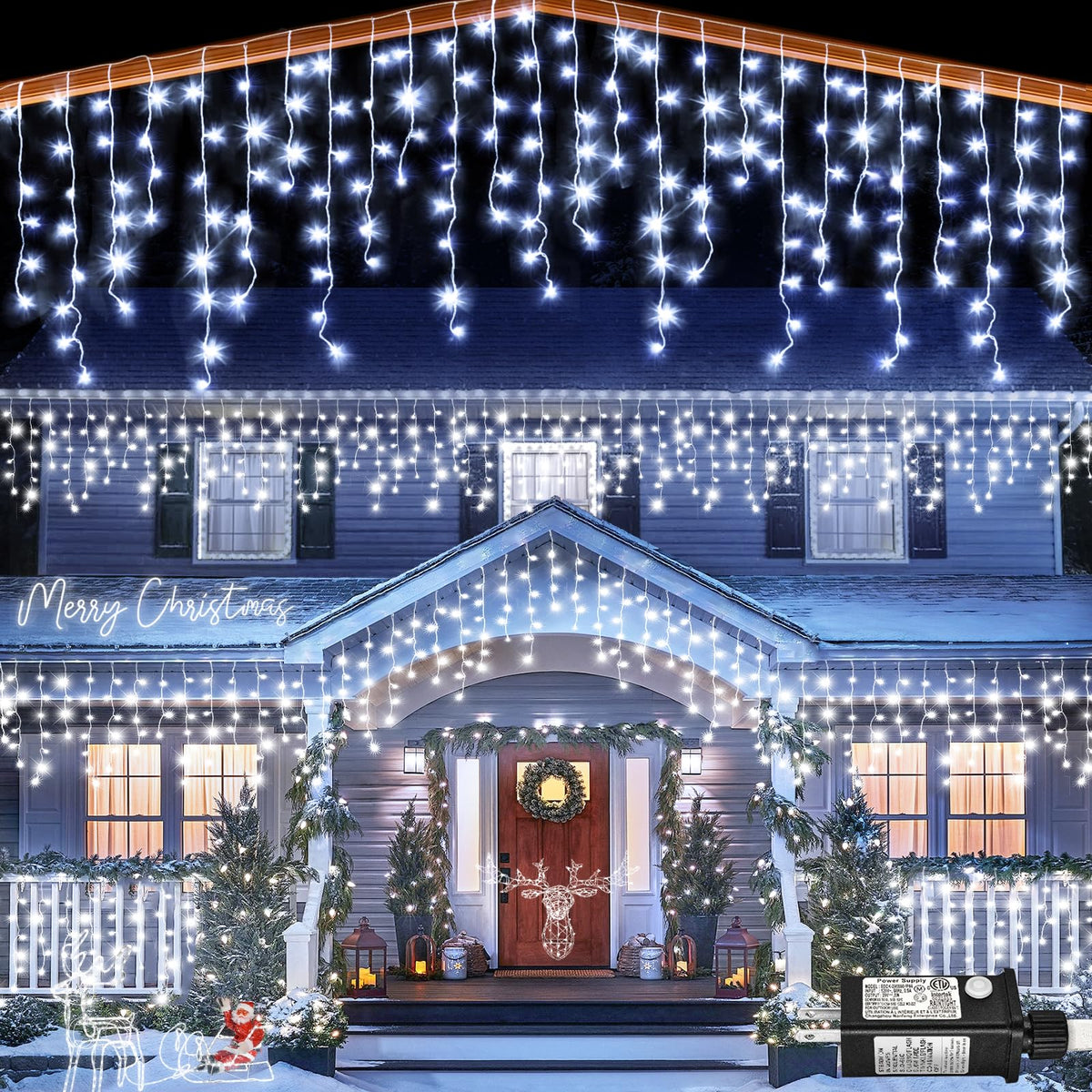 Icicle lights for Outside Christmas Lights Outdoor 33ft 320 LEDs Warm White