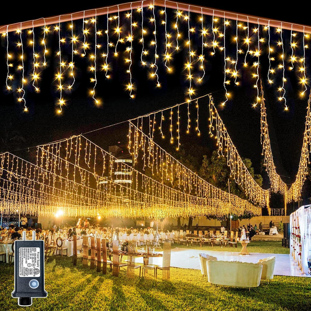Icicle lights for Outside Christmas Lights Outdoor 33ft 320 LEDs Warm White