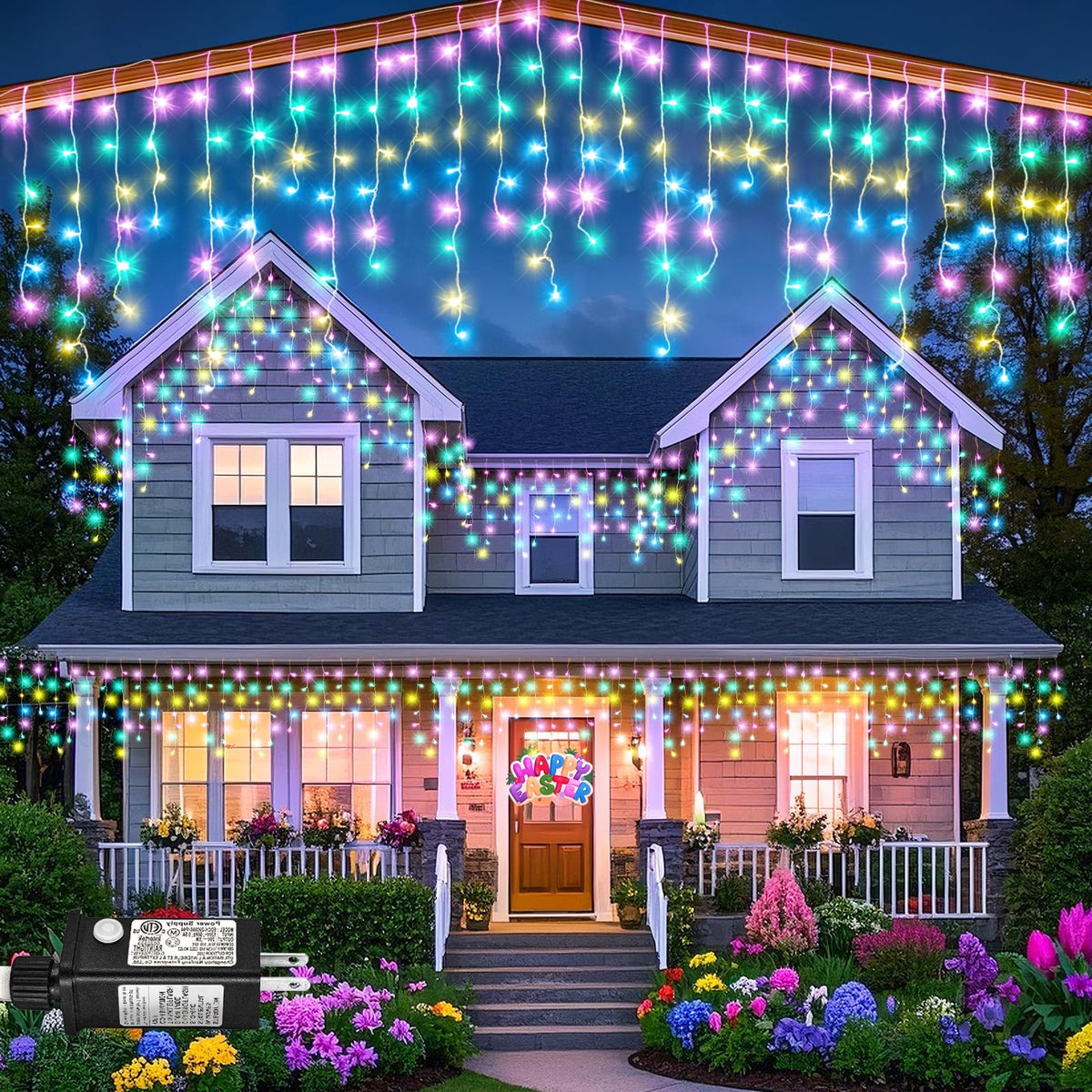 Icicle lights for Outside Christmas Lights Outdoor 33ft 320 LEDs Warm White