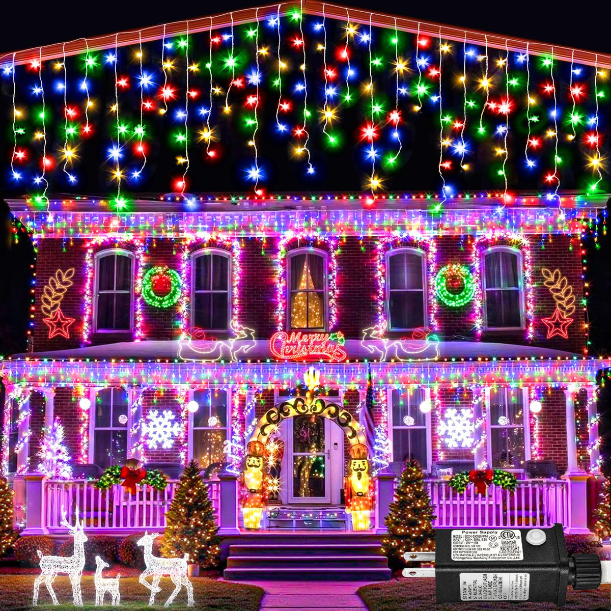 Icicle lights for Outside Christmas Lights Outdoor 33ft 320 LEDs Warm White