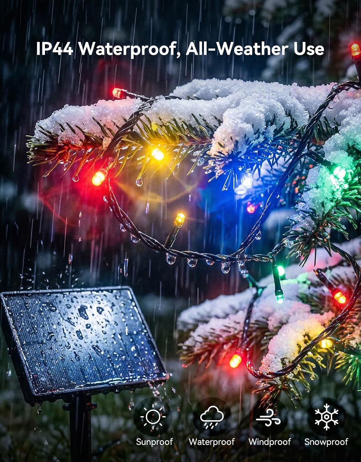 USB Outdoor String Lights | Color Changing LED 34 Colors Solar Fairy Lights with Remote