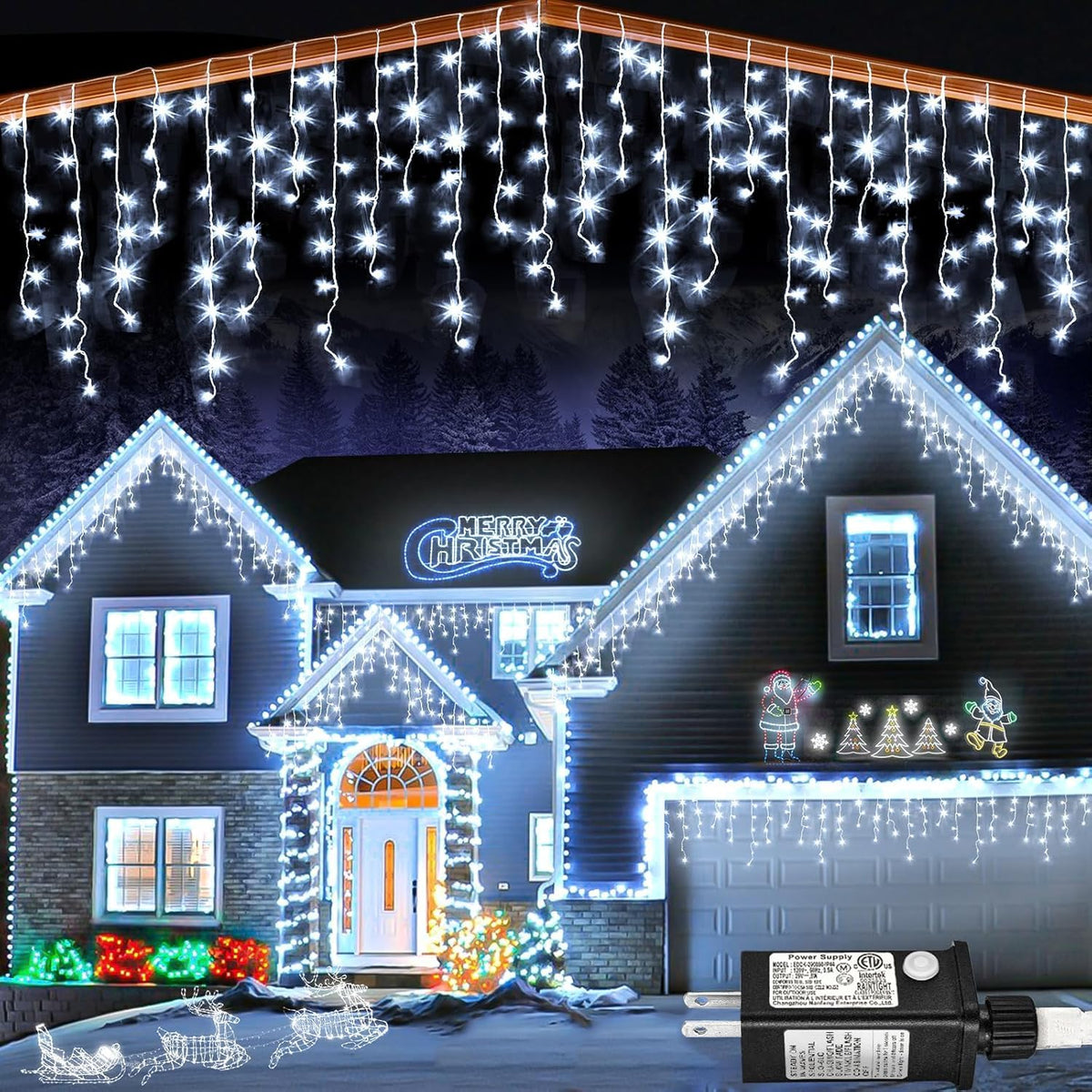 Icicle lights for Outside Christmas Lights Outdoor 33ft 320 LEDs Warm White