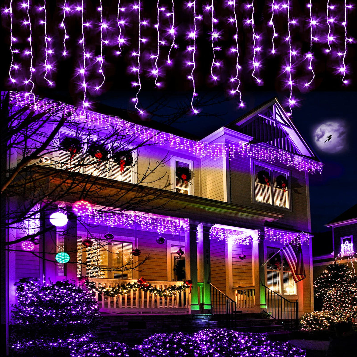 Icicle lights for Outside Christmas Lights Outdoor 33ft 320 LEDs Warm White