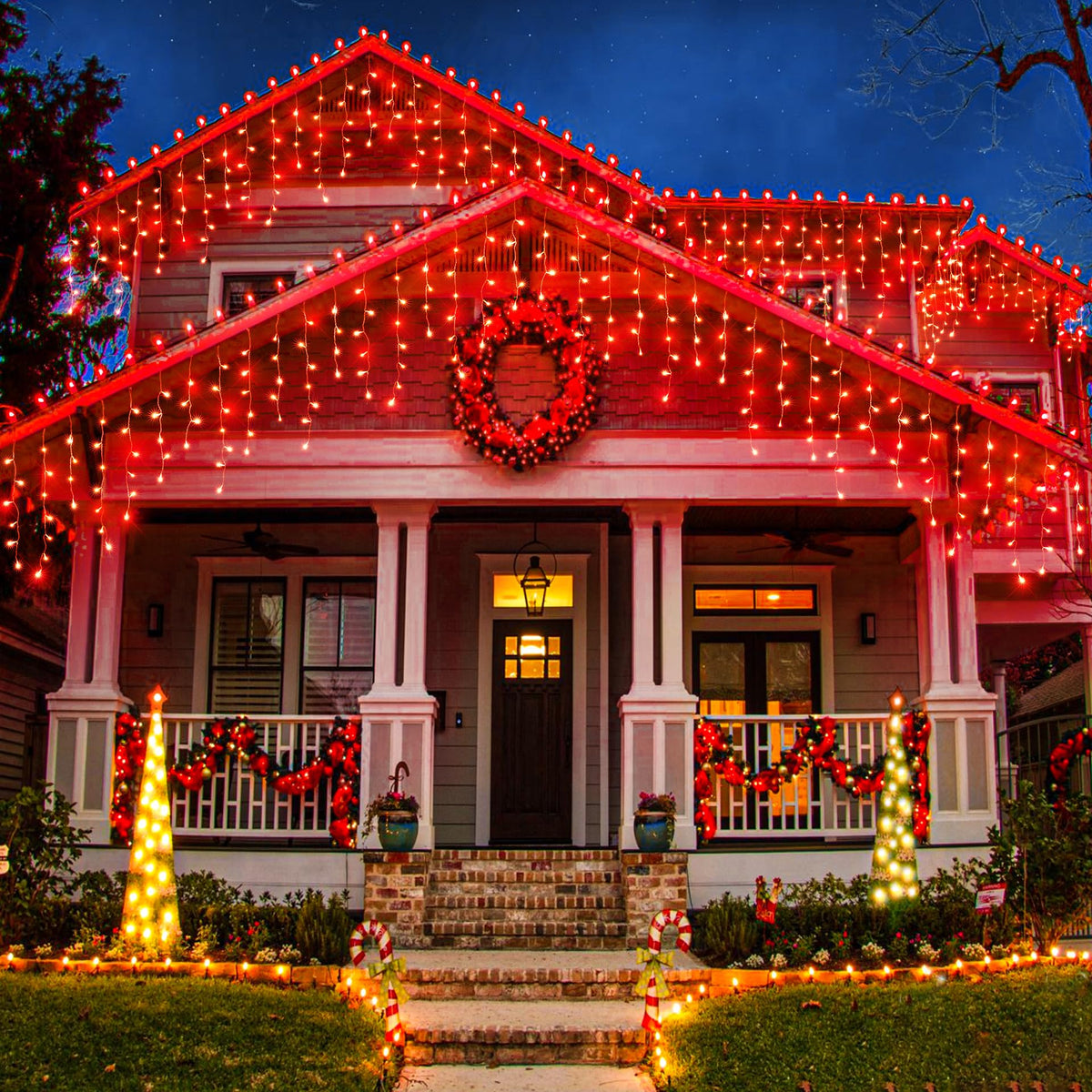 Icicle lights for Outside Christmas Lights Outdoor 33ft 320 LEDs Warm White
