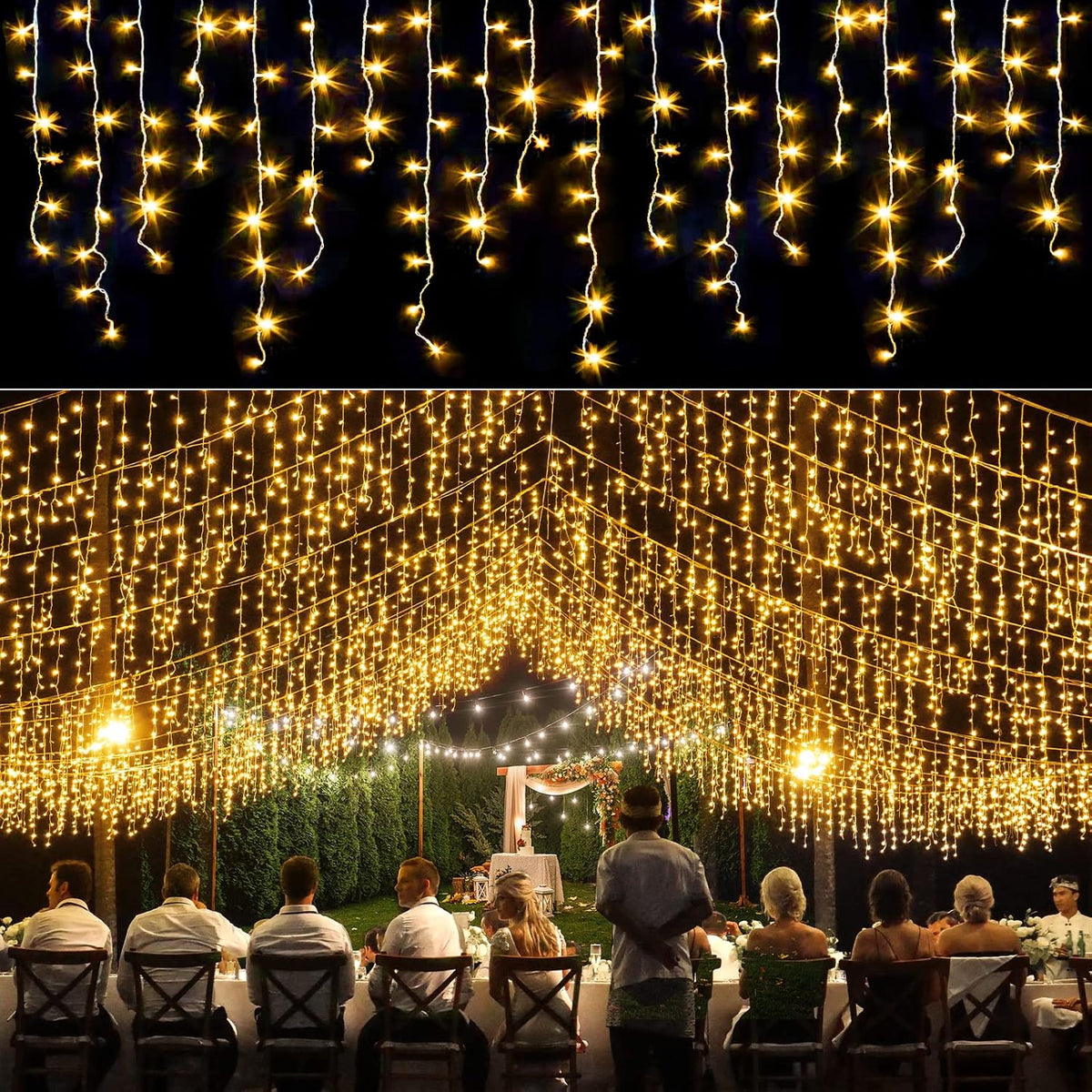 Icicle lights for Outside Christmas Lights Outdoor 33ft 320 LEDs Warm White