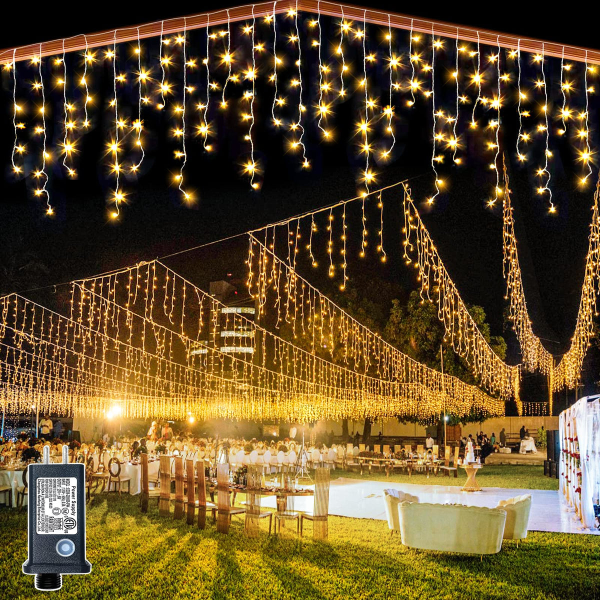 Icicle lights for Outside Christmas Lights Outdoor 33ft 320 LEDs Warm White