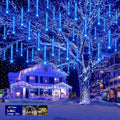 Blue Christmas Icicle Lights Outdoor: 40 Tube Meteor Shower Rain Lights
